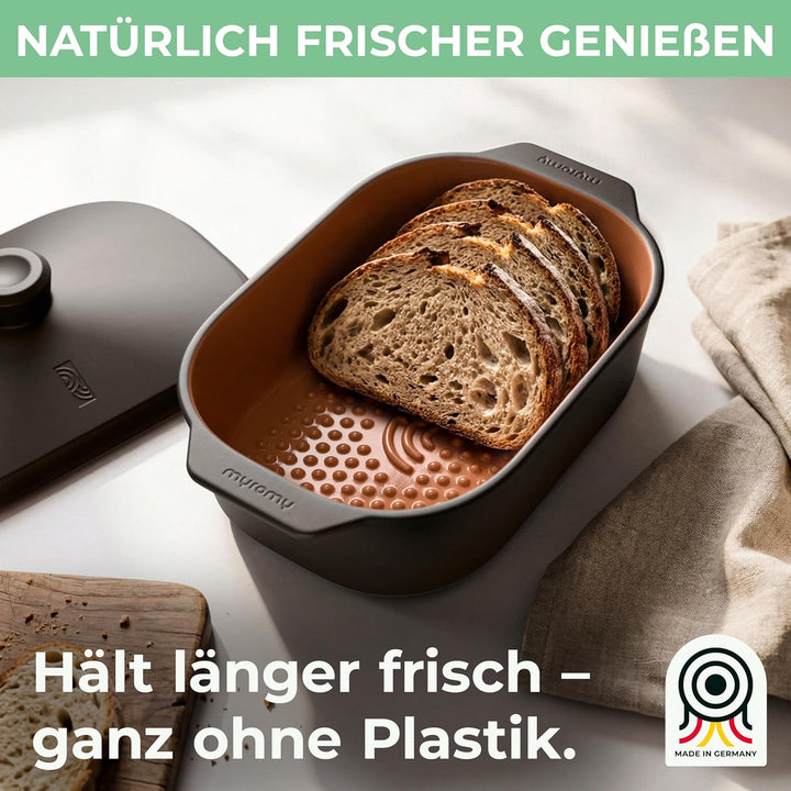 Brot-Frische-Topf – moderner Brottopf & Brotkasten aus Keramik Natur-Ton - atmungsaktiv & gegen Schi