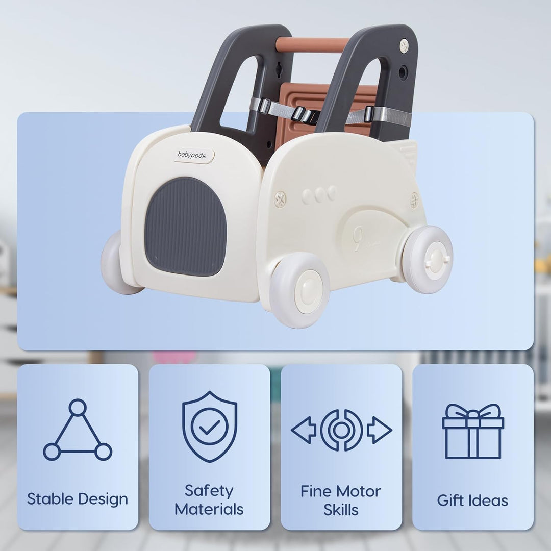 Leogreen Lauflernwagen Baby Push Pull Lauflernhilfe Spielzeug, 4 in 1 Lauflernhilfe zum Sitzen und S