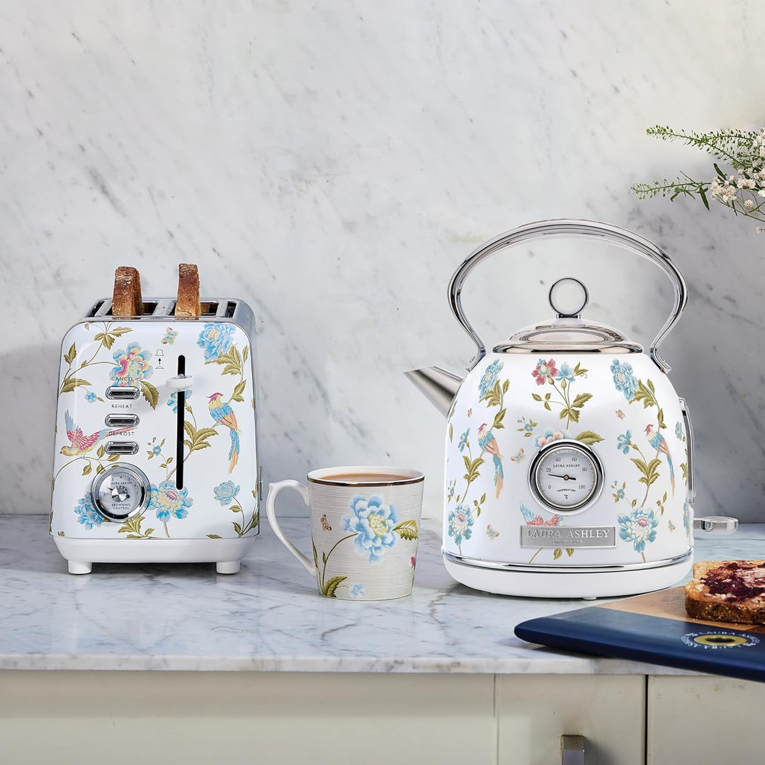 Laura Ashley Toaster und Wasserkocher Set von VQ (Elveden Weiss, Elektrischer Wasserkocher und 4-Sch