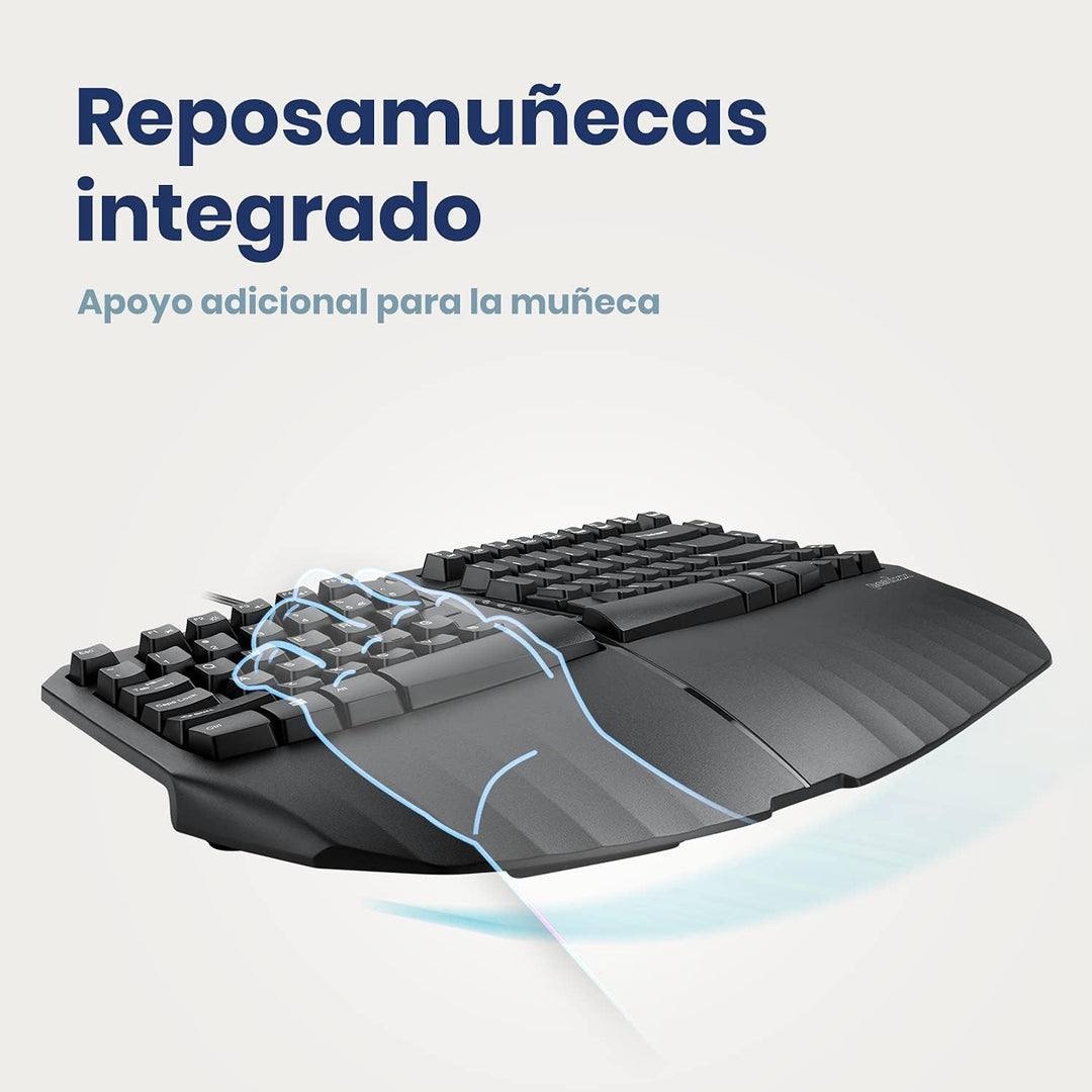 Perixx PERIBOARD-413B ES, Kabelgebundene ergonomische kompakte Geteilte Tastatur, 40 x 27,5 x 5,5 cm