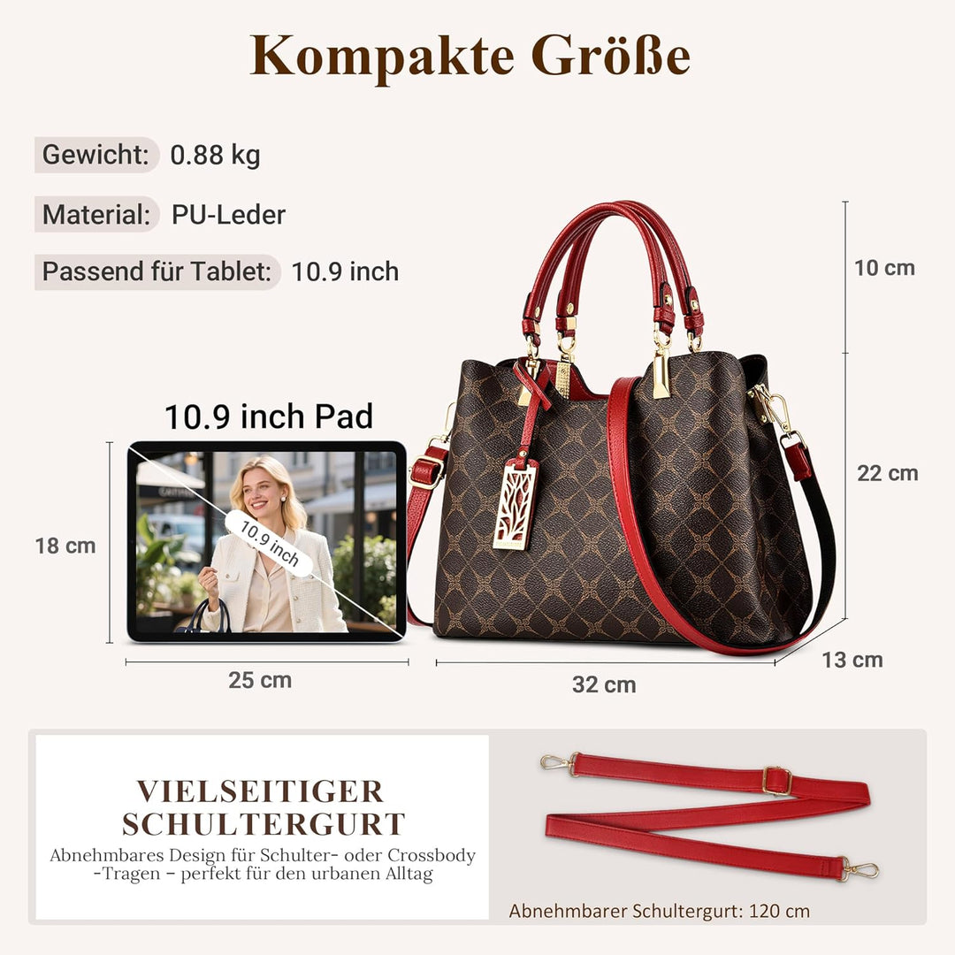 DIRRONA Damen Handtasche Mittel Schultertasche Casual Umhängetasche PU Leder Tasche Shopper Party To