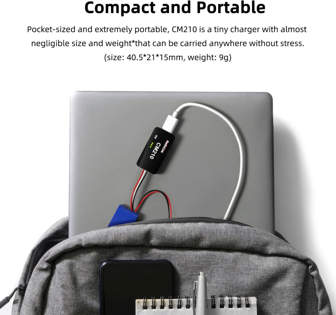 Radiolink CM210 1 Stück schneller 2S LiPo Akku Balance Ladegerät Micro Size USB Type-C Stecker, Netz