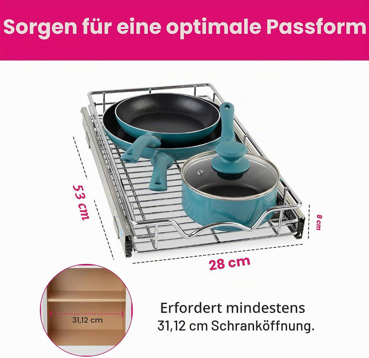 Hold n' Storage Schubladen-Organizer, ausziehbar, robust, ausziehbare Regale, 27,9 cm B x 53,3 cm T