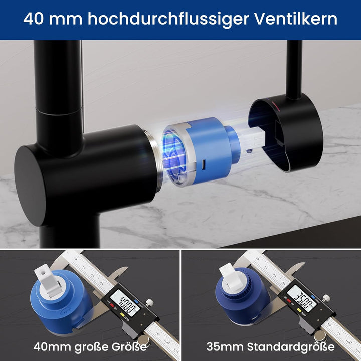 CECIPA Wasserhahn Küche, Küchenarmatur mit Brause Zwei Wasserstrahlarten, Einhebel Armatur Küche 360
