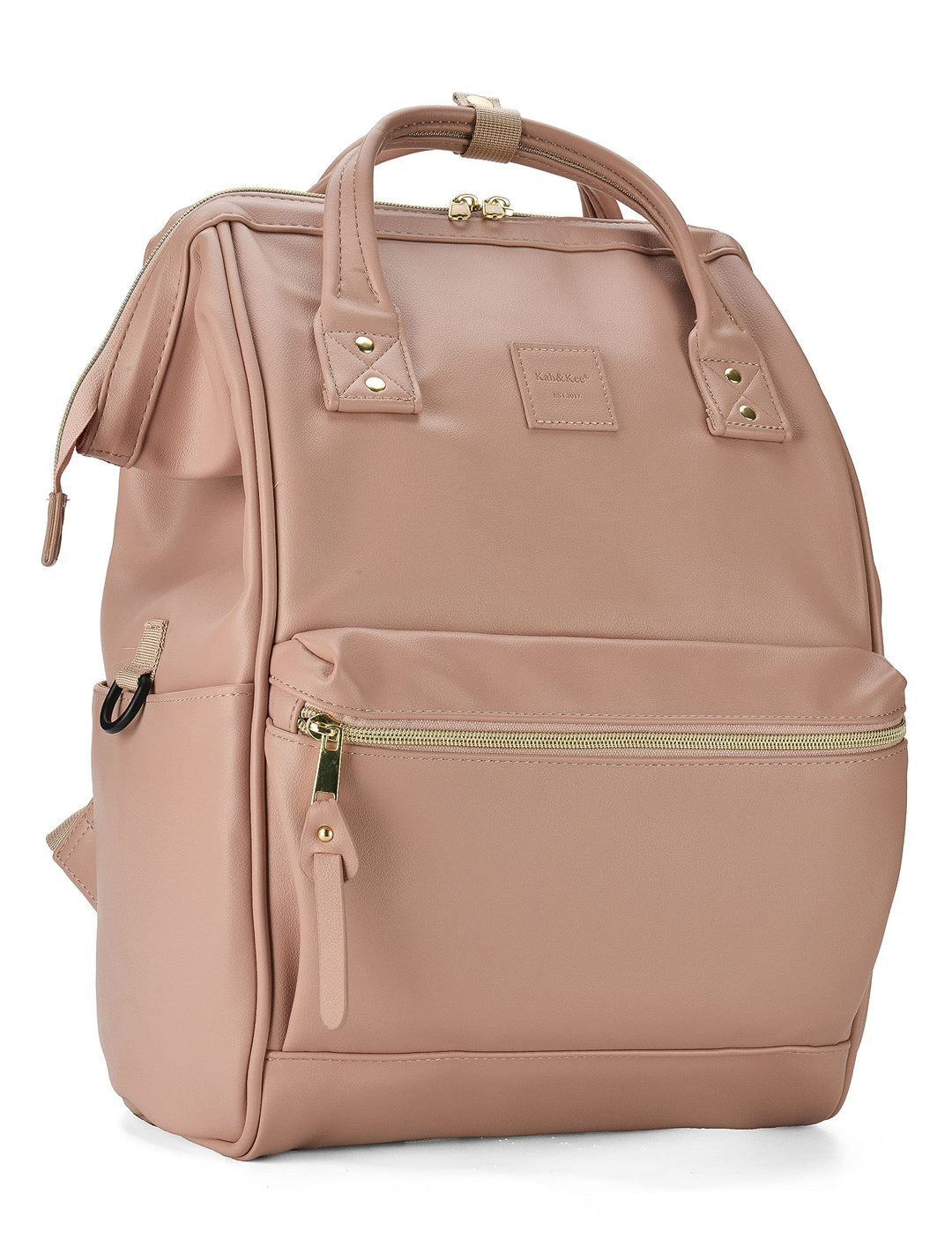 Kah&Kee Leder Rucksack Wickeltasche Laptop Reisen Arzt Lehrer Tasche für Frauen Mann (Braun Rosa II)