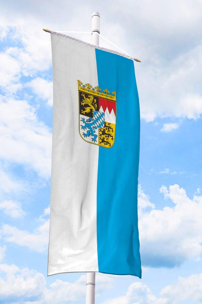 Bundesland-Flagge Bayern – 120x300 cm Bayern-Flagge mit Wappen (Raute), Bannerfahne aus reissfestem