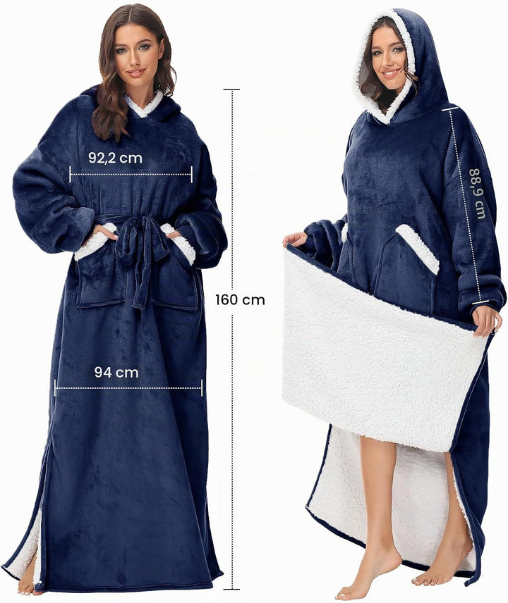 FEELJAM Decke mit Ärmel Pullover Decke Hoodie, Kuscheldecke mit Ärmeln und Kapuze Erwachsene Ganzkör