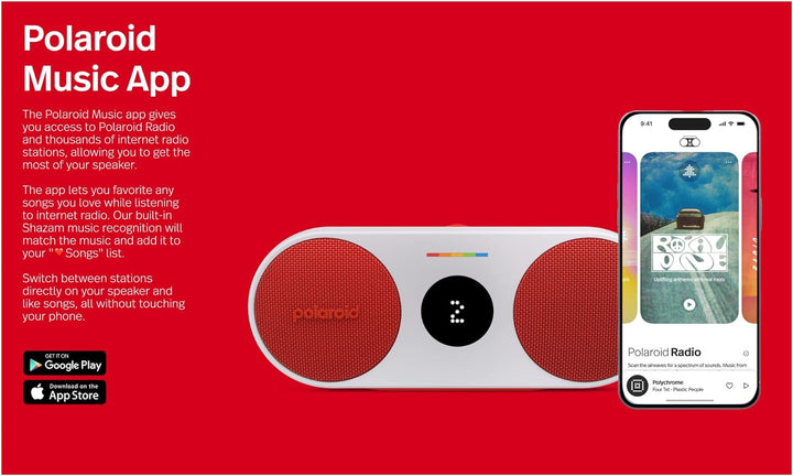 Polaroid P2 - Powerful Portable Wireless Bluetooth Speaker Rechargeable with Dual Stereo Pairing - B