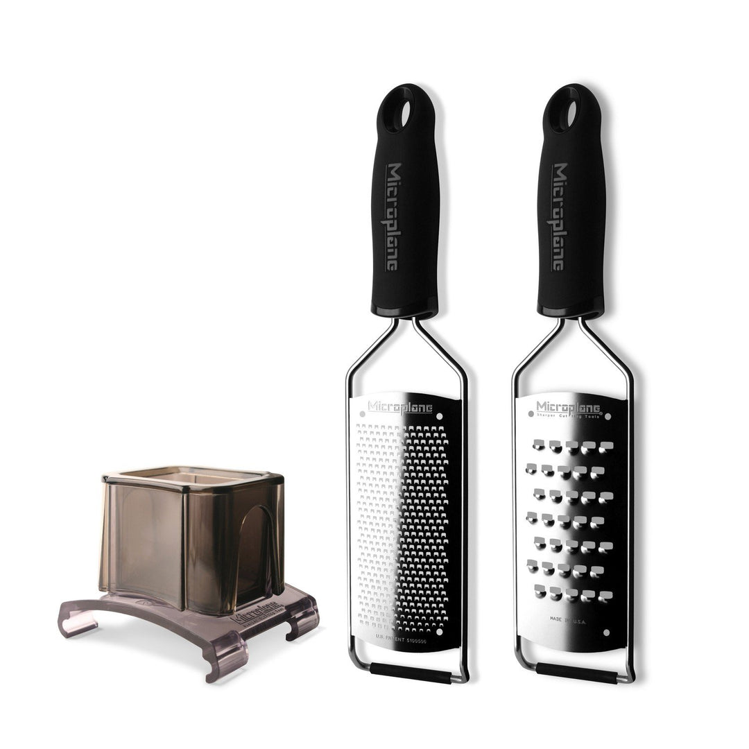 Microplane Gourmet 45000 Set: Reiben fein + sehr grob + Halter