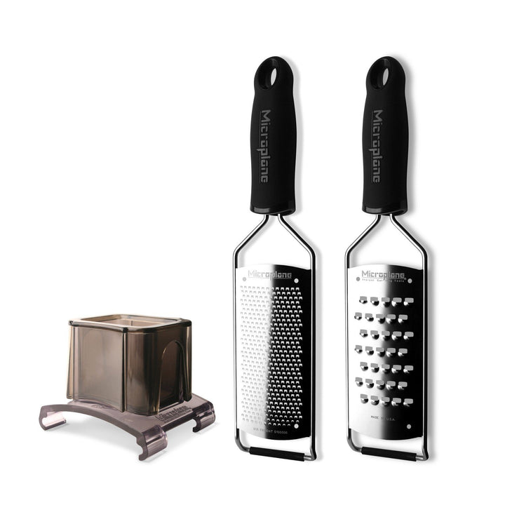 Microplane Gourmet 45000 Set: Reiben fein + sehr grob + Halter