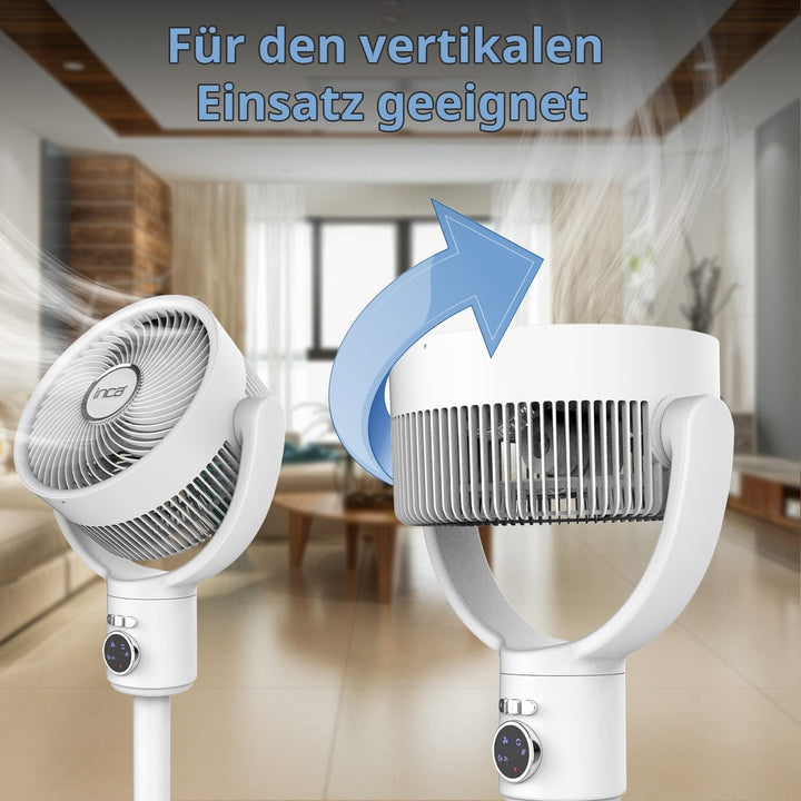 İnca IAF-01B Standventilator, 9000 mAh Akku, LED-Bedienfeld, leiser BLDC Motor, 5 Stufen, Oszillatio