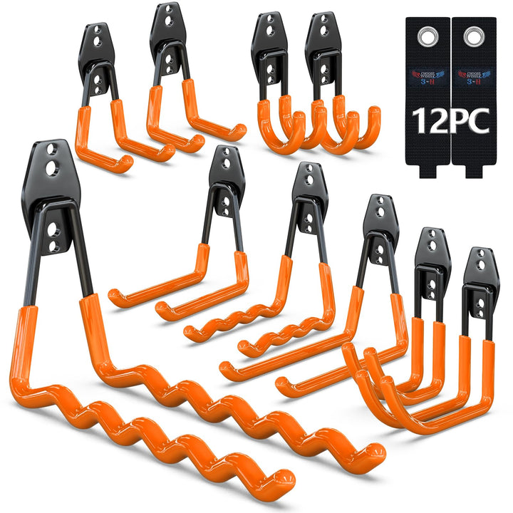 3-H 12 Stück Wandhaken Garage Haken, Schwerlast Doppelhaken Multi Grösse Garage Storage Hooks für Le