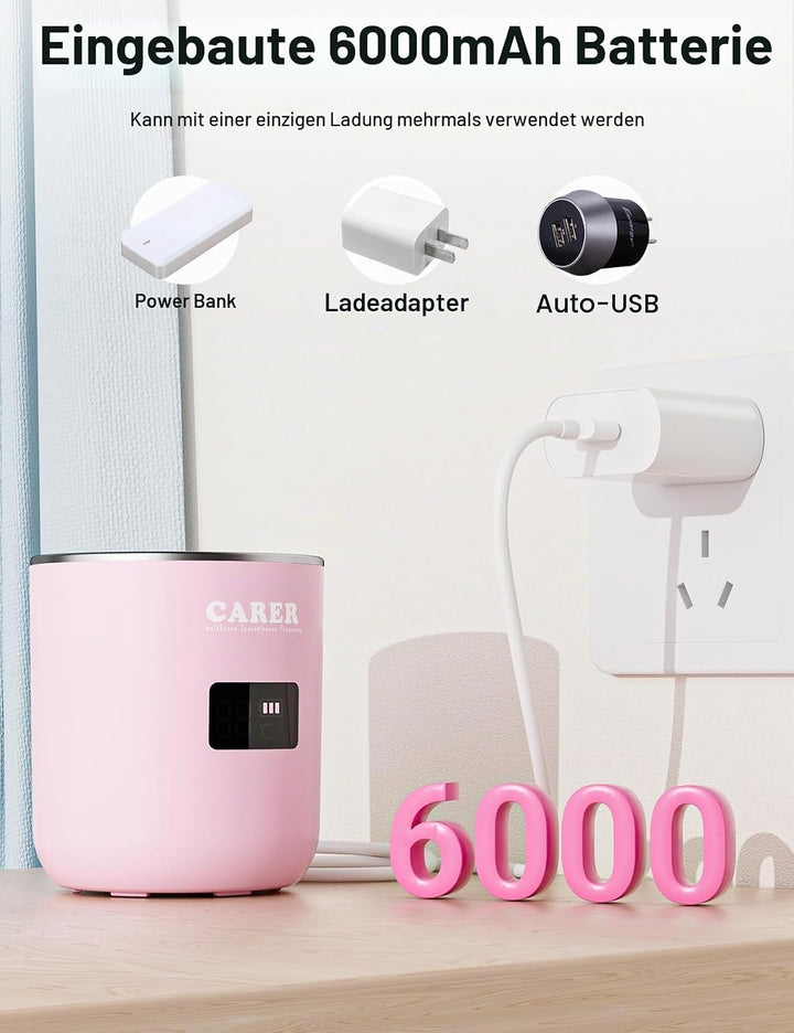 CARER BEAUTY Flaschenwärmer Baby unterwegs LCD-Display USB-Aufladung Konstante Temperatur Schnelles