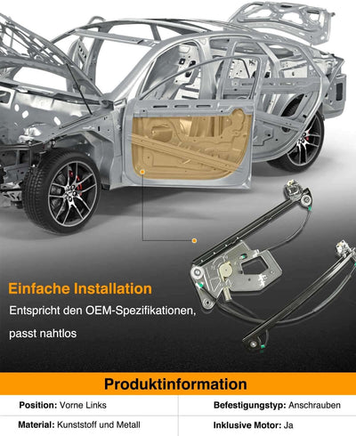 Frankberg Fensterheber mit Motor Vorne Links Kompatibel mit 5er/5er Touring E39 Limousine Kombi 1995