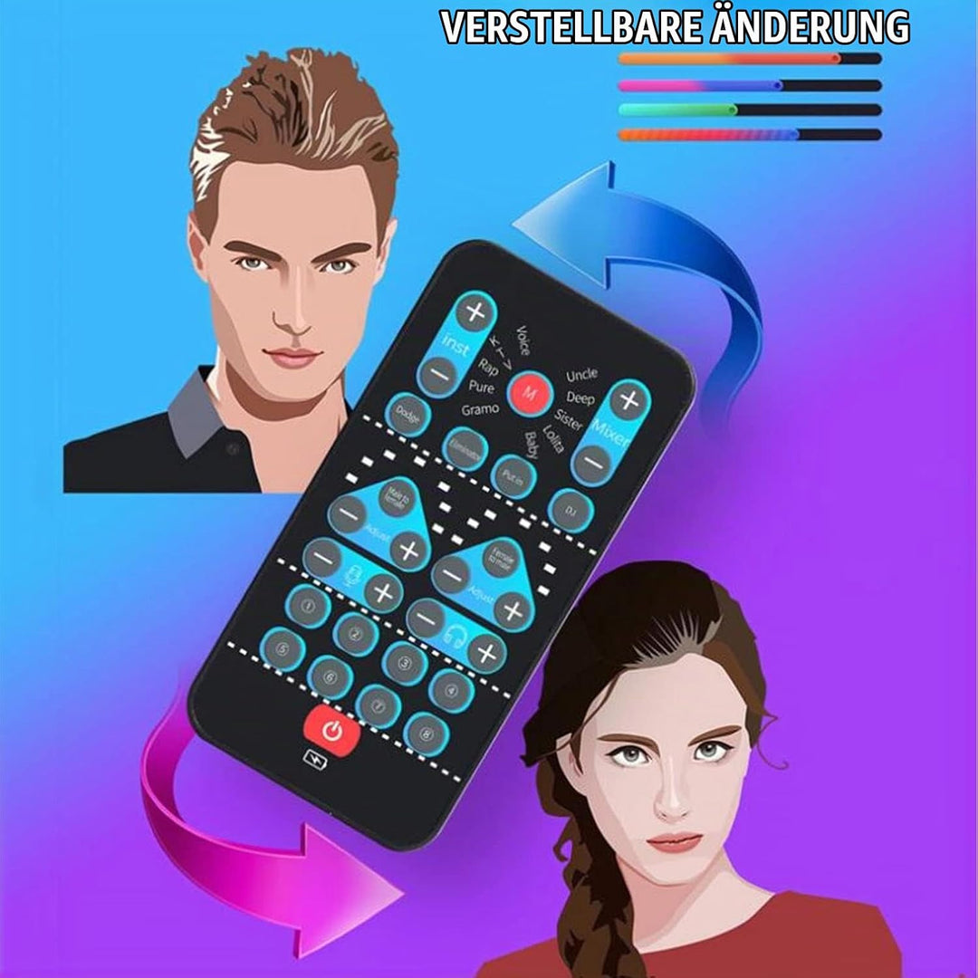 Sprachwechsler mit Mikrofon, Stimmenverzerrer Gerät Klein Gaming Live Soundkarte Tragbarer Sprachver