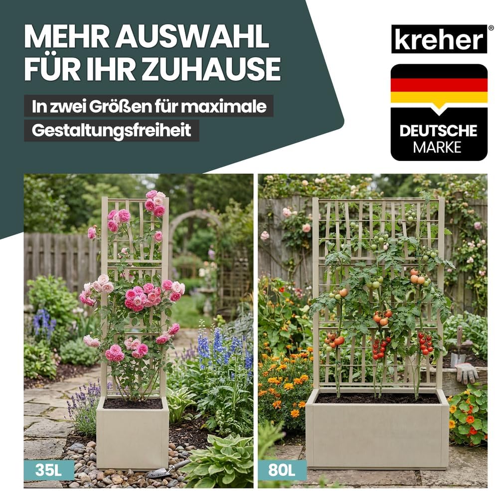 2 x Kreher® XL Rankgitter, Spalier mit Pflanzkasten aus robustem Kunststoff. In verschiedenen Grösse