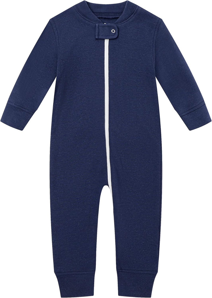 Owlivia Baby Schlafstrampler aus Bio Baumwolle, für Mädchen und Jungen, Langarm Wellen und Marine 0-
