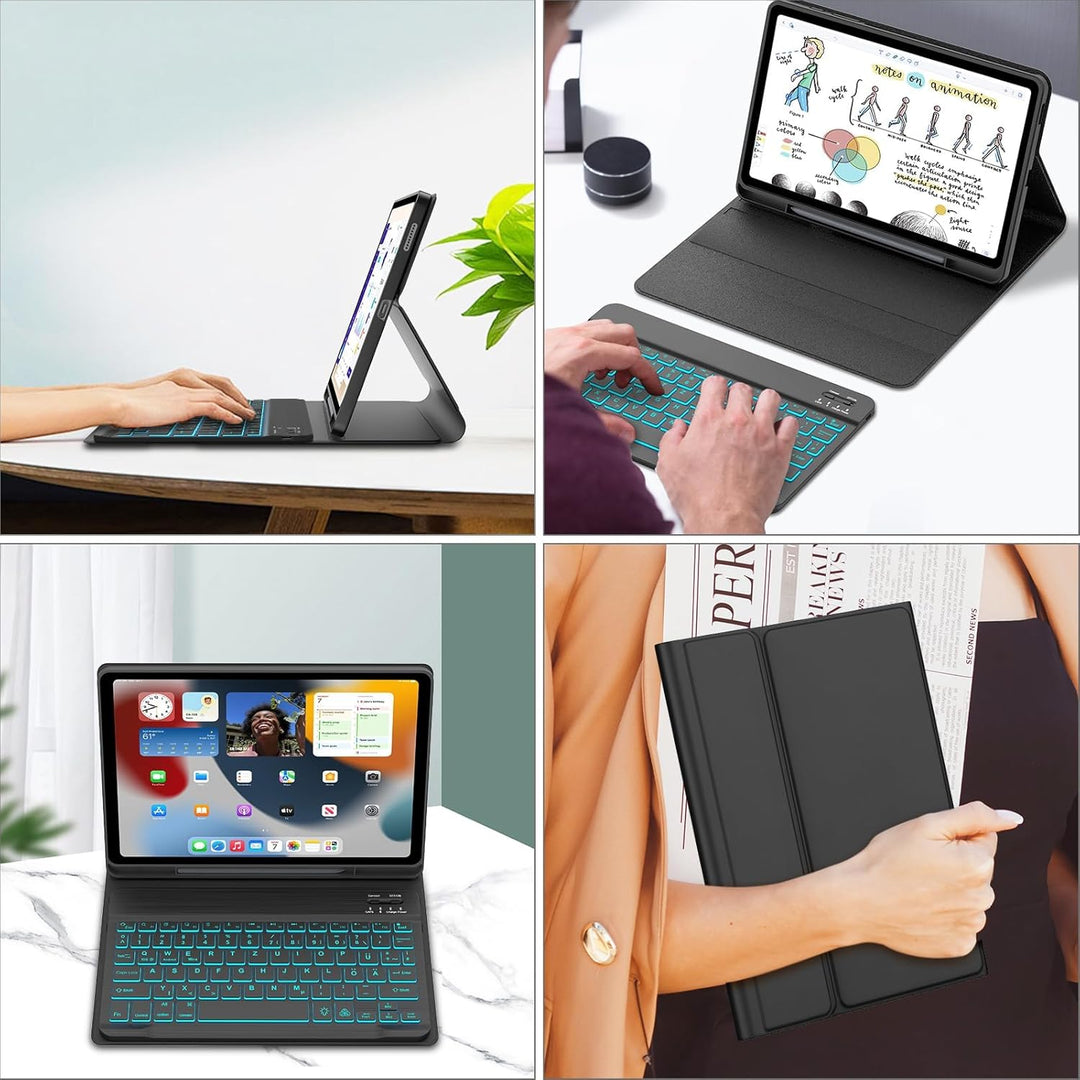 IVEOPPE Tastatur für Samsung Galaxy Tab S6 Lite 2024, 7-Farbige Beleuchtung, Hülle Tastatur für Sams