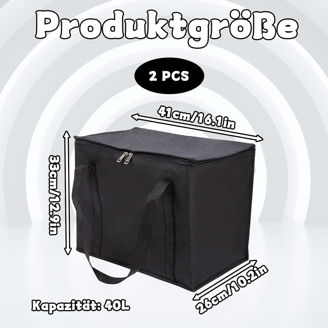 2 Stück Isolierte Kühltasche 35L Faltbar, Wiederverwendbar, Auslaufsicher & Wasserdicht Picknicktasc