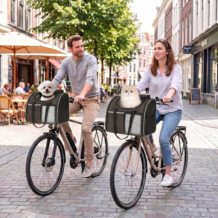 Hundekorb Fahrrad Vorne, Tragbarer Atmungsaktiver Hundefahrradkorb mit Sicherheitsleine Weichem Kiss
