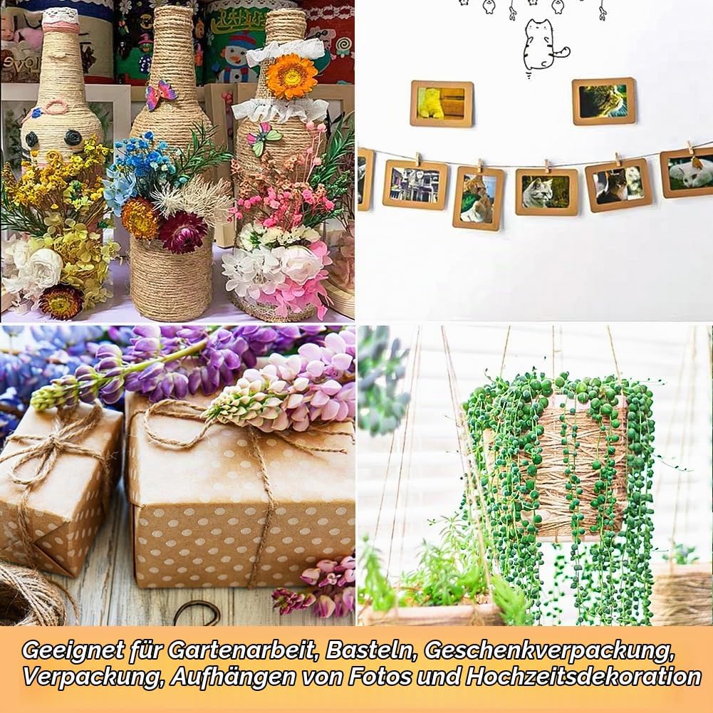 Vivifying 400m Jute-Schnur, Braun Juteschnur für Garten Bilder Pflanzen Basteln 1Pcs/400M, 1Pcs/400M