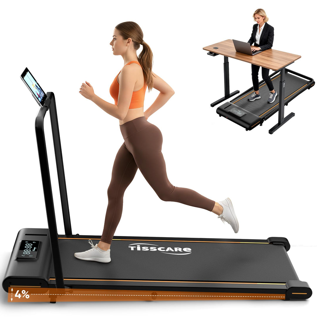 TISSCARE Laufband für Zuhause Büro, Leises Walking Pad mit Aufgerüsteter Lauffläche 140.7 cm & 55.5