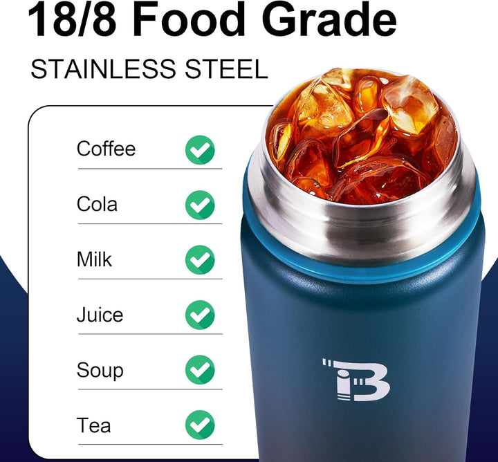 Edelstahl Trinkflasche 1000ml (+2 Deckel), Isolierte Wasserflasche mit Strohhalm, Auslaufsichere Iso