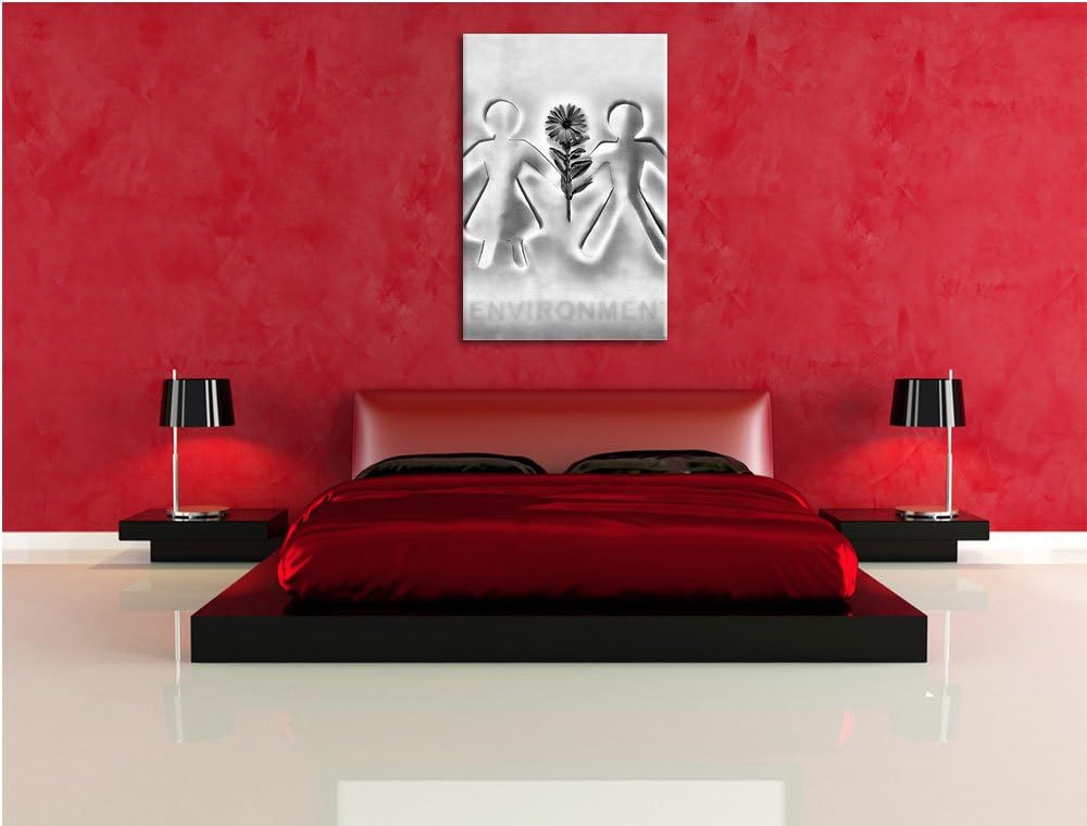 Pixxprint Pärchen mit Blume / 100x70cm Leinwandbild bespannt auf Holzrahmen/Wandbild Kunstdruck Deko