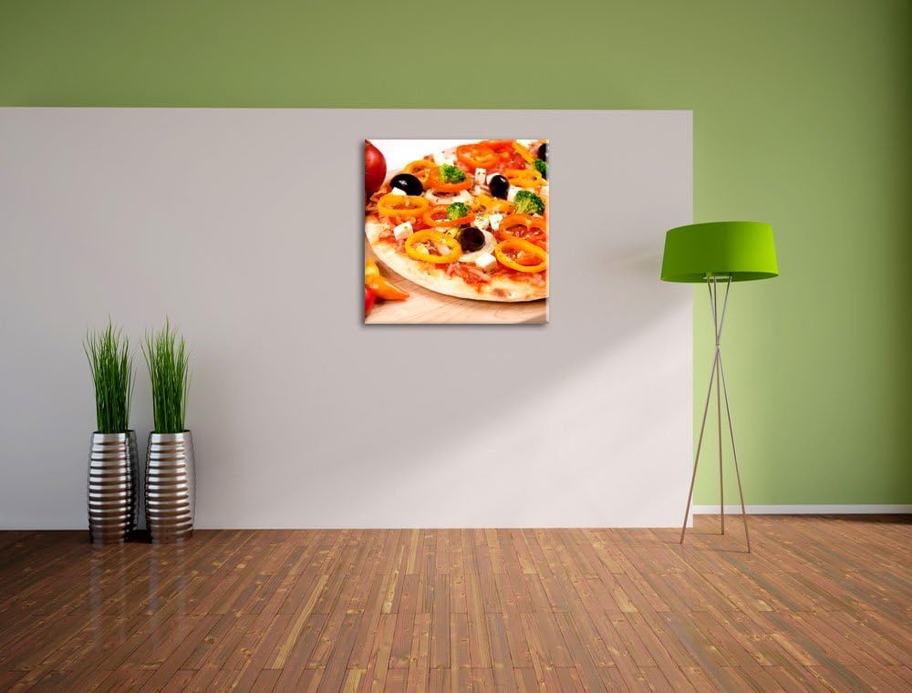Pixxprint Köstliche Pizza aus Italien als Leinwandbild/Grösse: 70x70 cm/Wandbild/Kunstdruck/fertig b