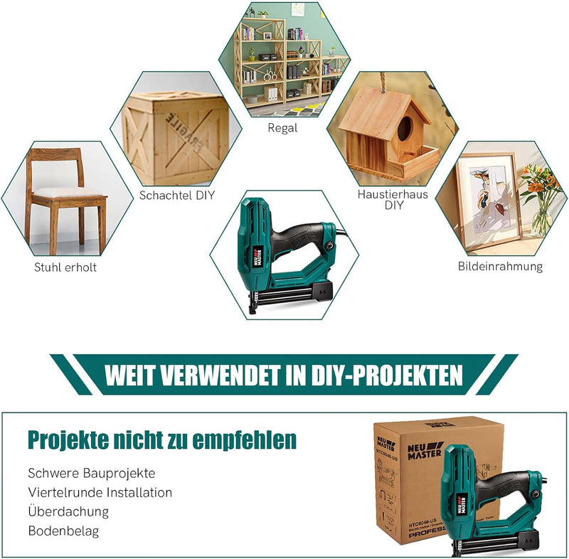 Elektrotacker,NEU MASTER tacker NTC0040 für Polsterei, Textilien befestigen und Holzbearbeitung Proj