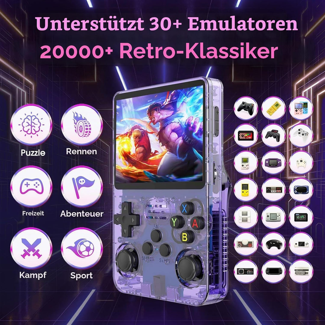 Febotak R36S Retro-Handheld-Spielkonsole, 3,5-Zoll-IPS-Bildschirm, 128 GB Speicher, über 40.000 Spie