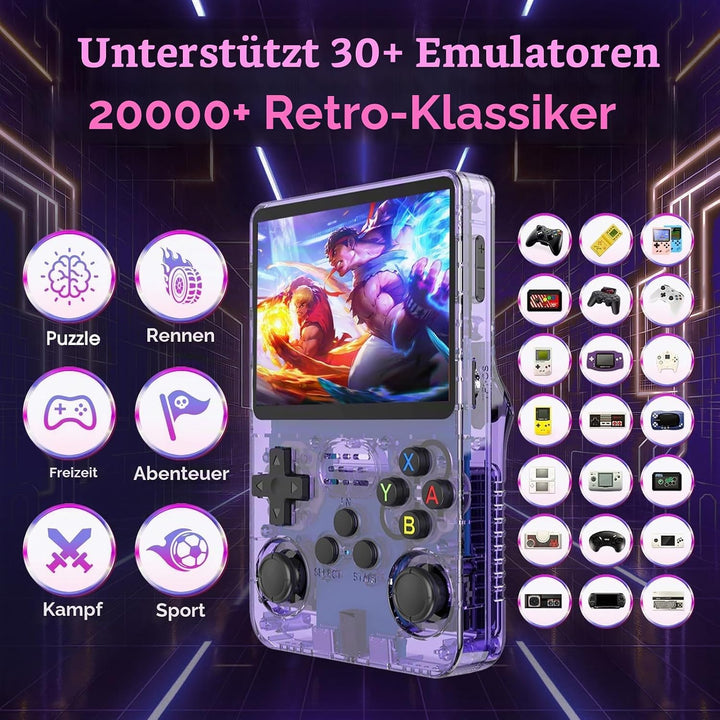 Febotak R36S Retro-Handheld-Spielkonsole, 3,5-Zoll-IPS-Bildschirm, 128 GB Speicher, über 40.000 Spie