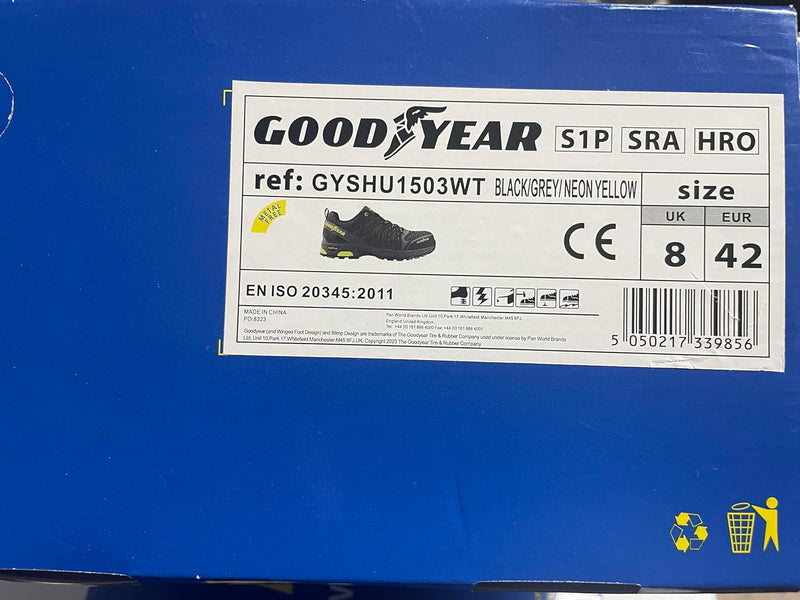 Goodyear Sicherheitsschuhe 1503WT - S1P - Exklusive Work-Trade Black-Edition Farbe 36 EU Schwarz Gel