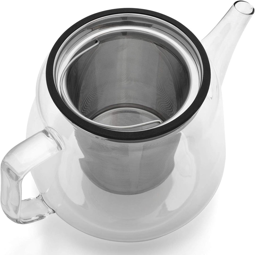 Bredemeijer grosse gläserne einwandige Teekanne 1.5 Liter Set mit Edelstahl Teewärmer - zur Aufberei