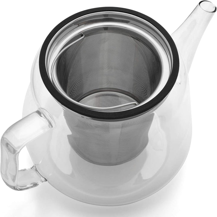 Bredemeijer grosse gläserne einwandige Teekanne 1.5 Liter Set mit Edelstahl Teewärmer - zur Aufberei
