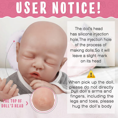 Vollence 46 cm schlafende Ganzkörper Silikon Reborn Babypuppe Junge,VollSilikon Babypuppen, Nicht Vi