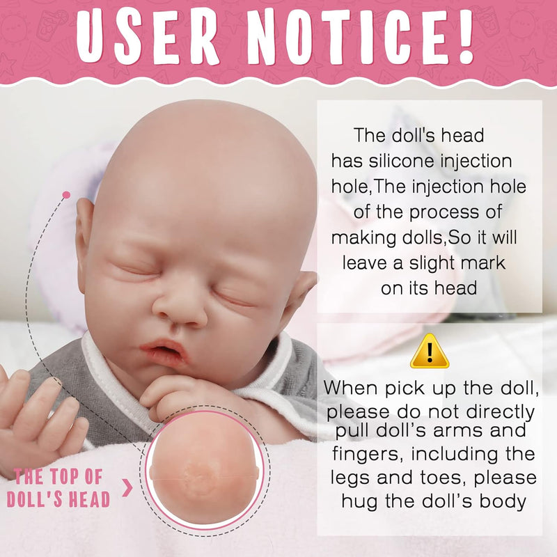 Vollence 46 cm schlafende Ganzkörper Silikon Reborn Babypuppe Junge,VollSilikon Babypuppen, Nicht Vi