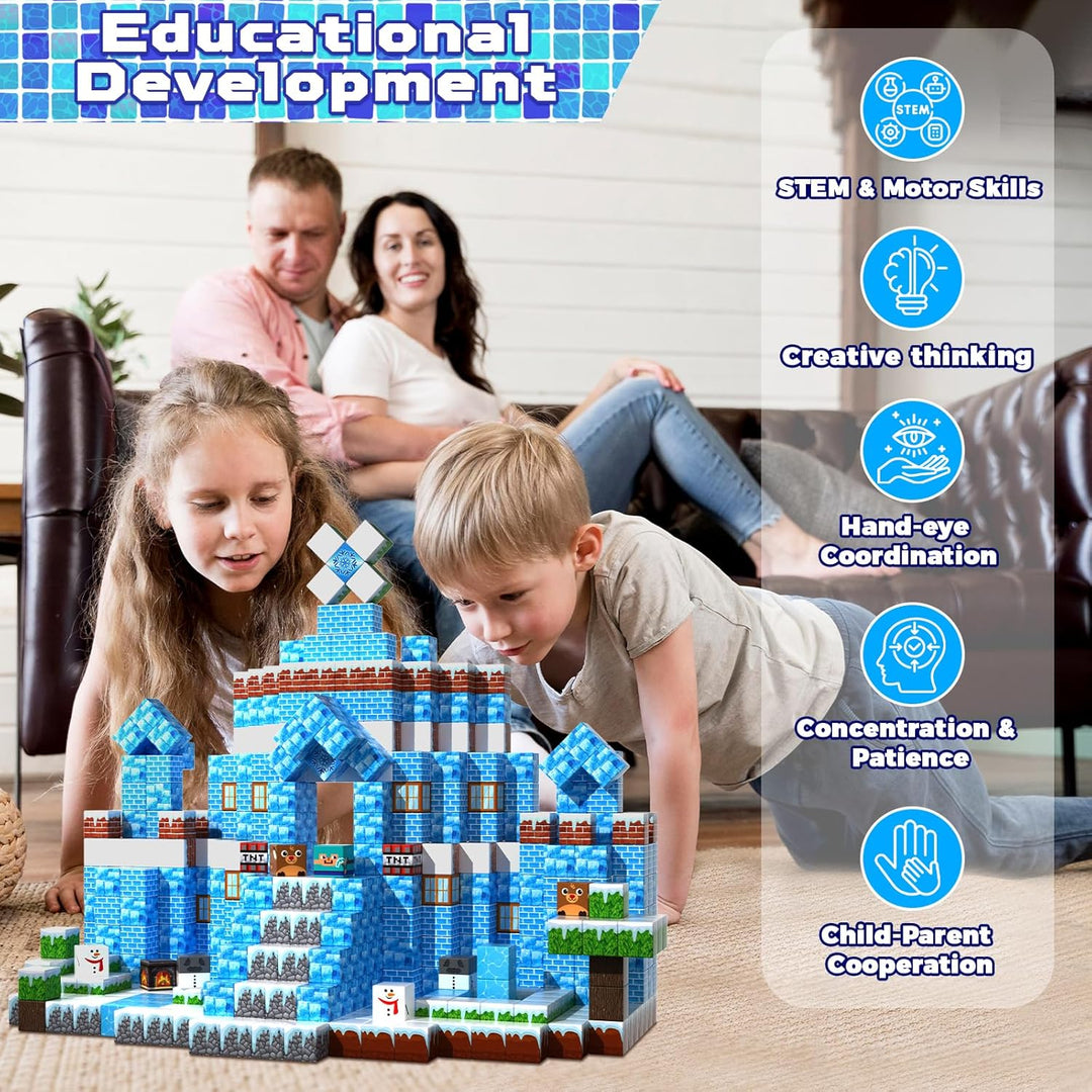 Goody King Magnetische Bausteine mit 100pcs Magnetwürfel Bauen Deine EIS und Schneewelt Frozen Spiel