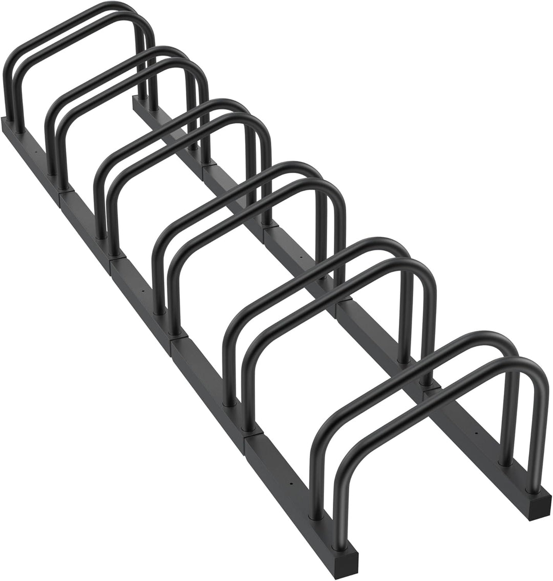 Aufun Fahrradständer Aufstellständer aus Stahl Für 6 Fahrräder, Mehrfachständer mit 37cm Radständer