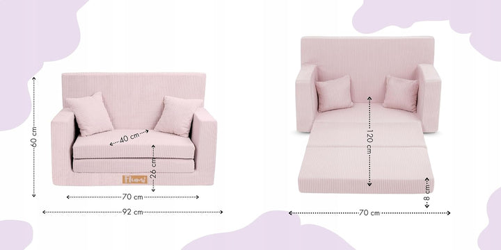 Flumi Personalisierte Kindercouch Kinder Sessel Baby Sofa Mini Schlafsofa Spielsofa Kinderzimmer Sch