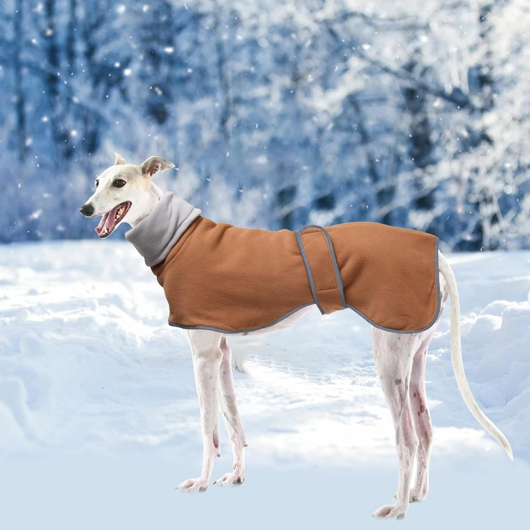Geyecete Fleece Hundemantel Pullover für Windhunde,Whippet Winterjacken Rollkragen Warmes Verstellba