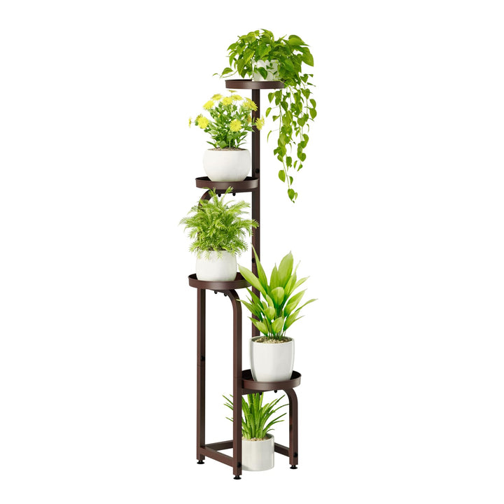 Bamworld Blumenständer Metall Braun Pflanzenständer Blumentreppe Indoor 4 Etagen robustes Pflanzenre