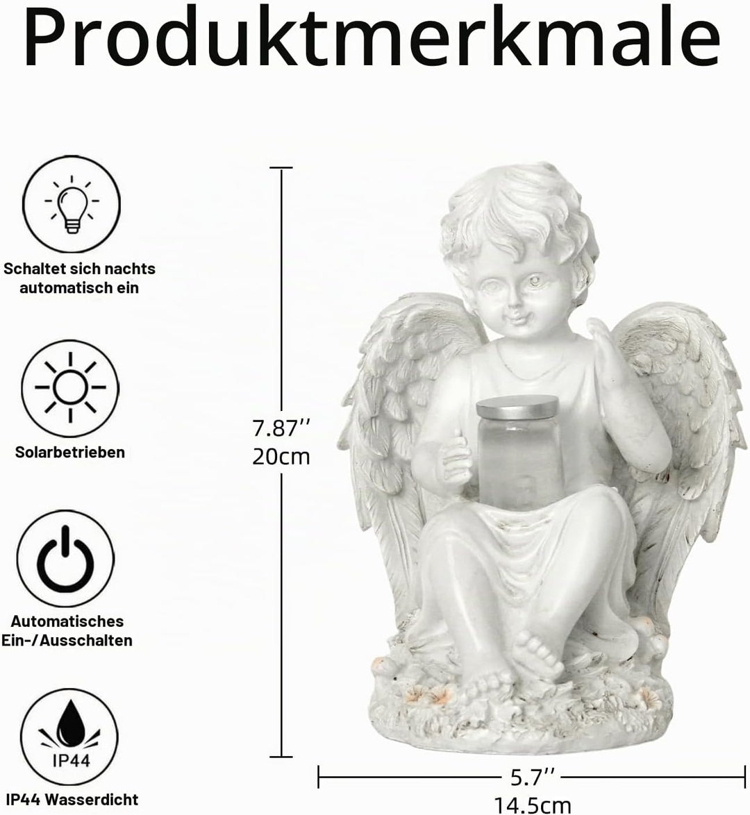 Tuzsocr Engel Gartenfiguren Solar Grablichter für draussen，wetterfest grabschmuck für Friedhof Outdo