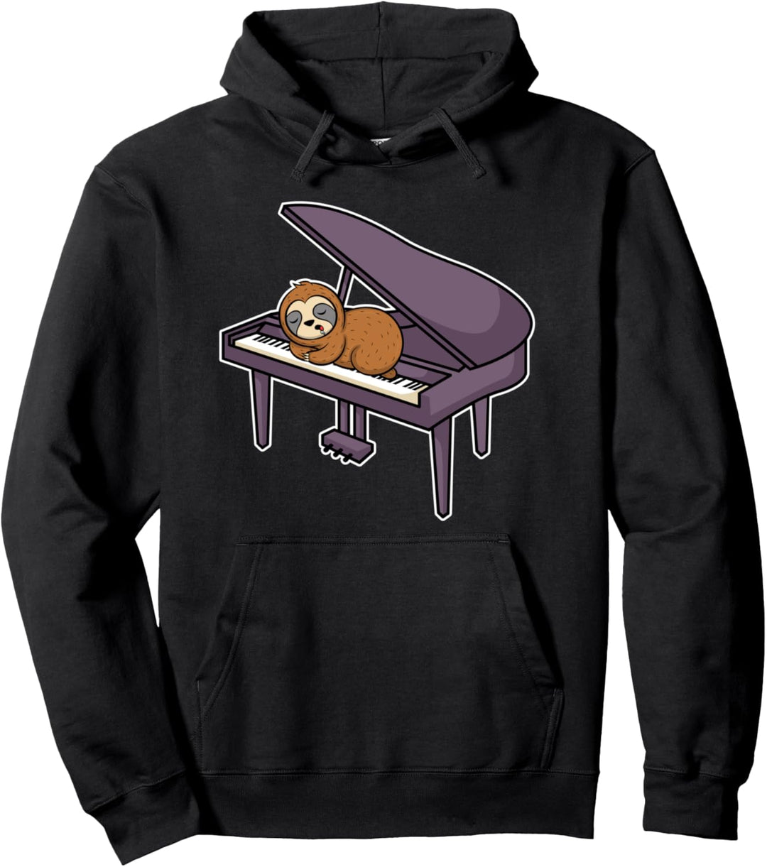 Pianist Klavierspieler Tier Flügel Piano I Schlafen Faultier Pullover Hoodie