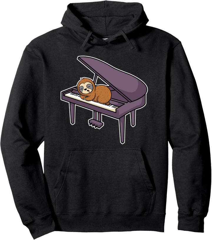 Pianist Klavierspieler Tier Flügel Piano I Schlafen Faultier Pullover Hoodie