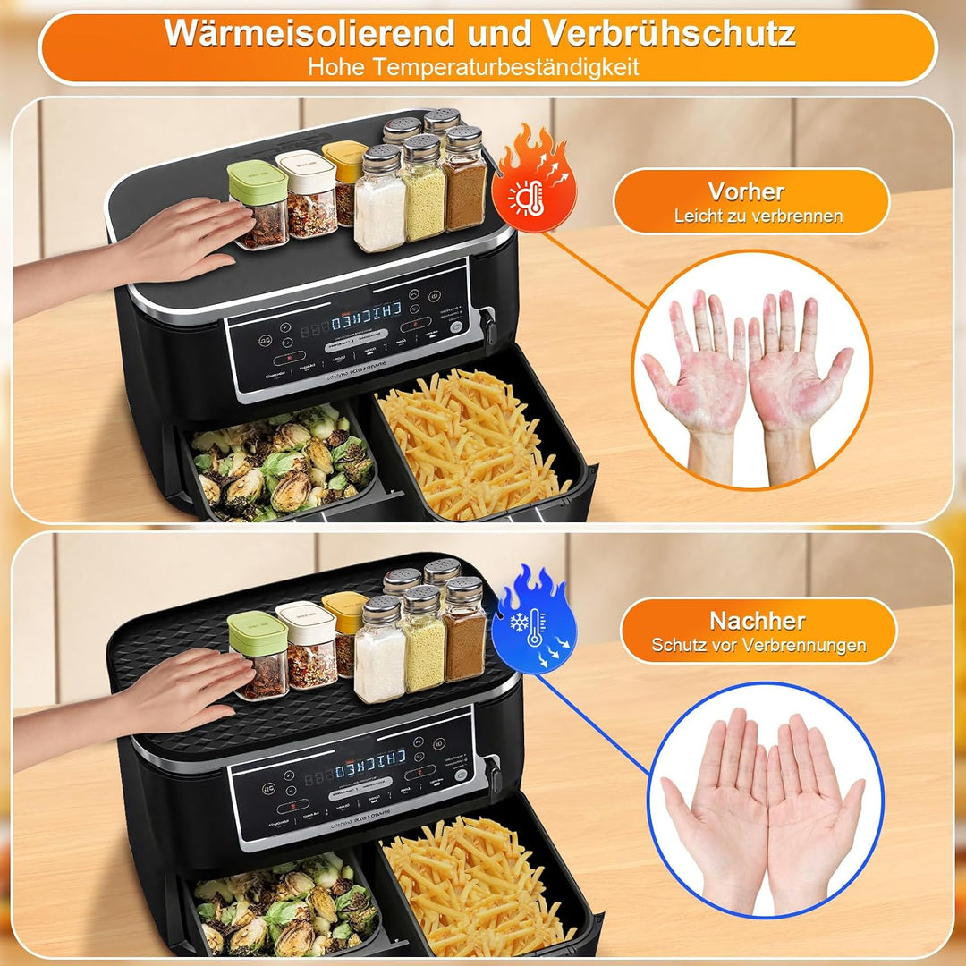 Heissluftfritteuse Silikonmatte Zubehör für Ninja Foodi MAX Dual Zone 9.5l AF400EU, Airfryer Silikon