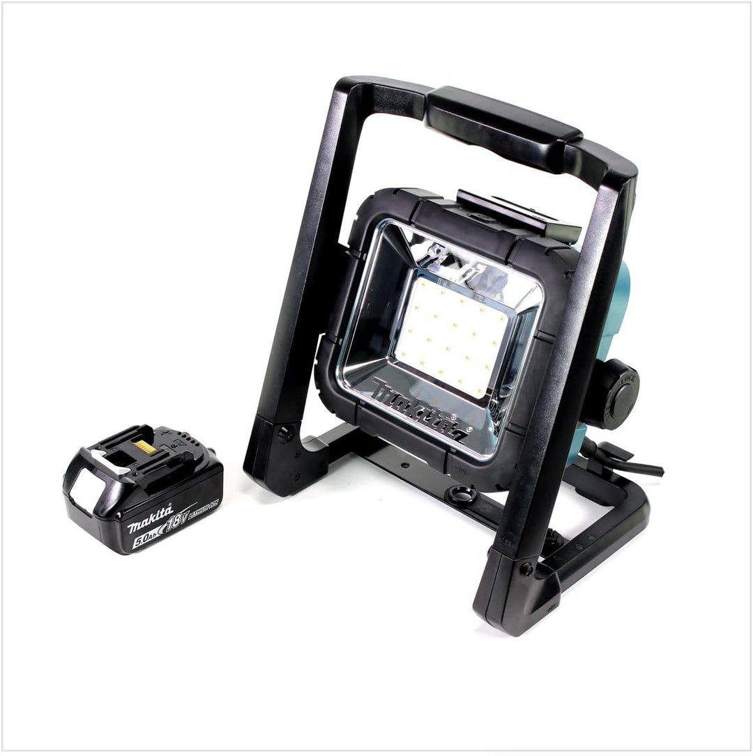 Makita DEADML/DML 805 LED Baustrahler 14,4-18 Volt / 230 Volt + 1x BL 1850 B 18V - 5 Ah Li-Ion Akku