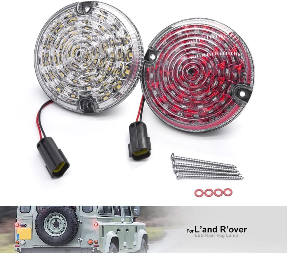 NSLUMO 2 Stueck LED Rückseite Nebelscheinwerfer Rückfahrleuchte Rot Für 01-16 L`and R`over Defender