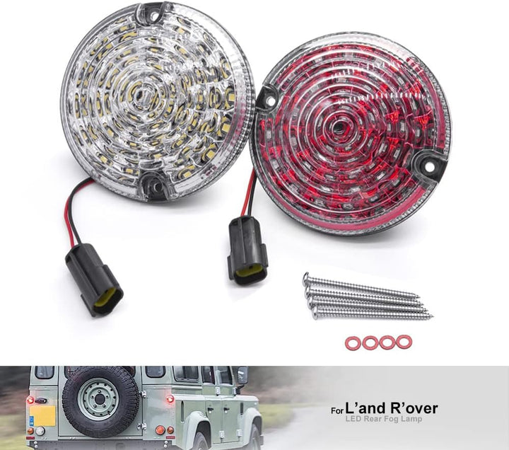 NSLUMO 2 Stueck LED Rückseite Nebelscheinwerfer Rückfahrleuchte Rot Für 01-16 L`and R`over Defender