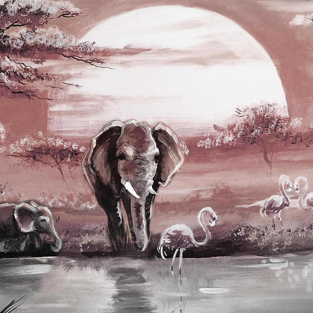 Runa Art Wandbilder Afrika Elefant 5 Teilig Bild auf Vlies Leinwand Deko Wohnzimmer Schlafzimmer Son